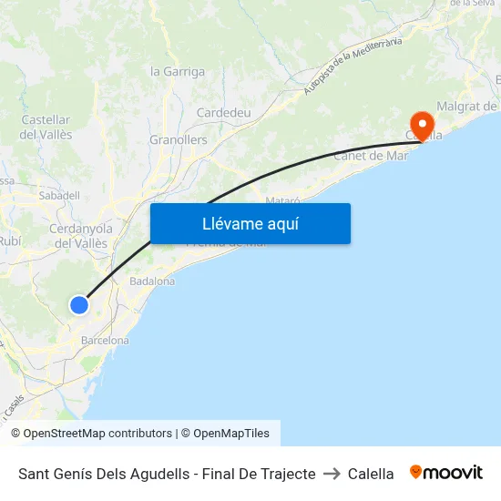 Sant Genís Dels Agudells - Final De Trajecte to Calella map