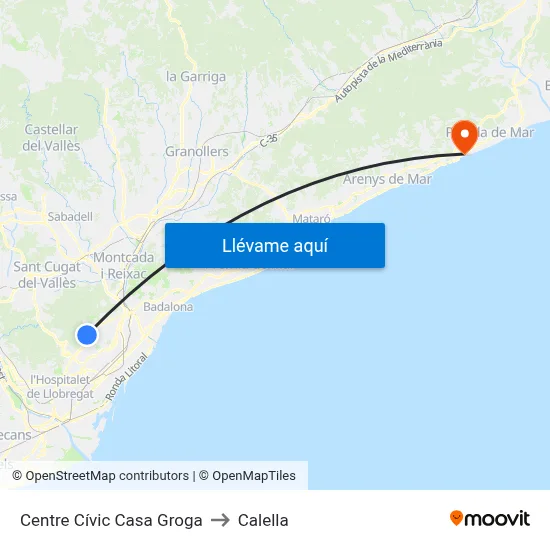 Centre Cívic Casa Groga to Calella map