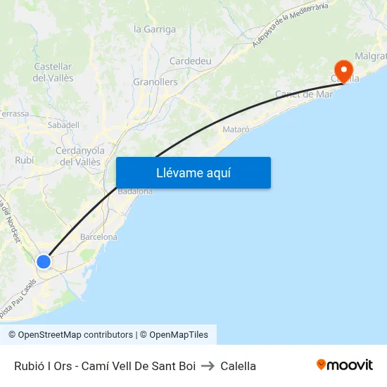 Rubió I Ors - Camí Vell De Sant Boi to Calella map