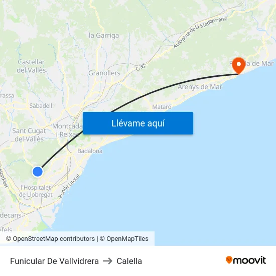 Funicular De Vallvidrera to Calella map