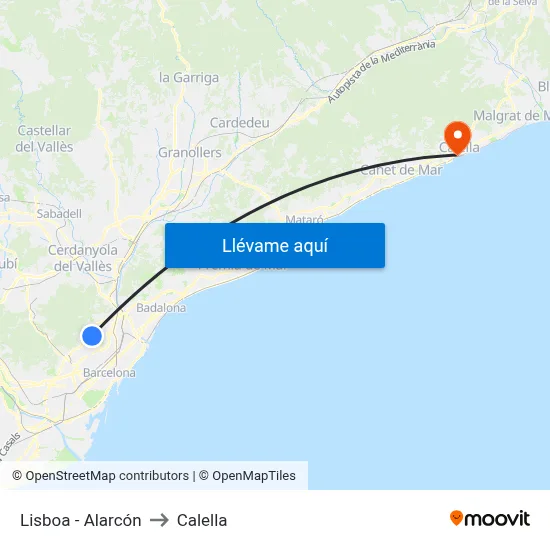Lisboa - Alarcón to Calella map