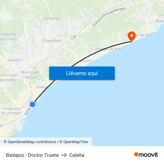 Badajoz - Doctor Trueta to Calella map