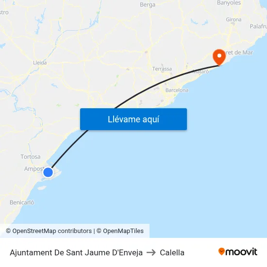 Ajuntament De Sant Jaume D'Enveja to Calella map