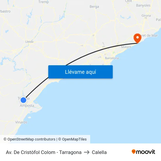 Av. De Cristòfol Colom - Tarragona to Calella map