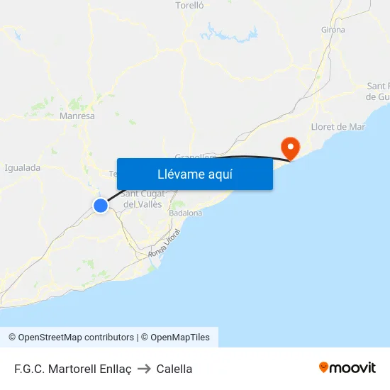 F.G.C. Martorell Enllaç to Calella map