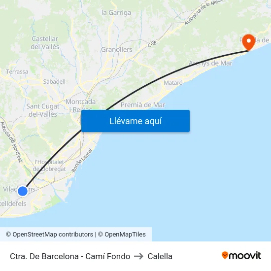 Ctra. De Barcelona - Camí Fondo to Calella map