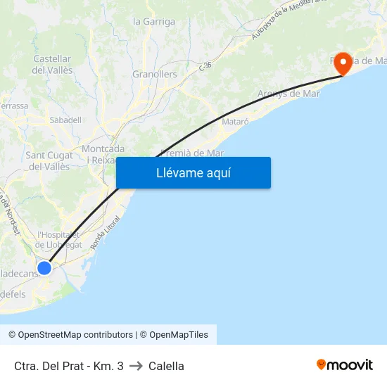 Ctra. Del Prat - Km. 3 to Calella map