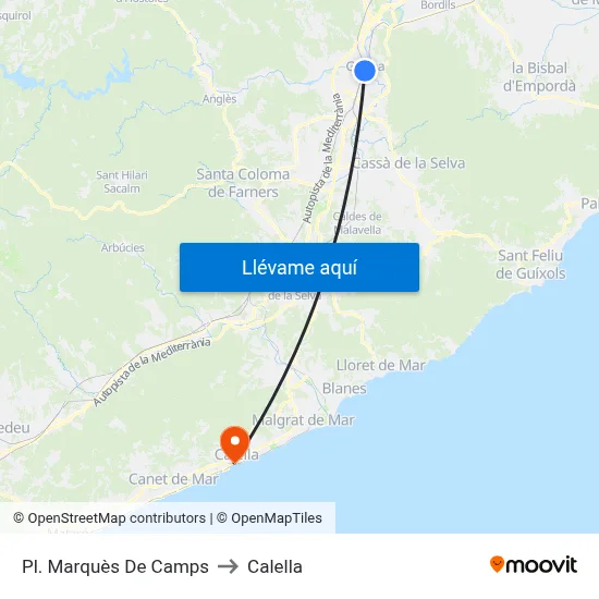 Pl. Marquès De Camps to Calella map