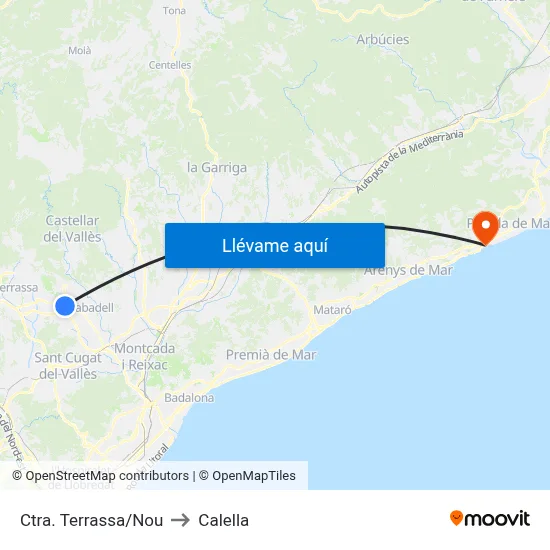 Ctra. Terrassa/Nou to Calella map