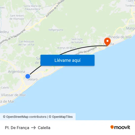 Pl. De França to Calella map