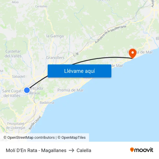 Molí D'En Rata - Magallanes to Calella map