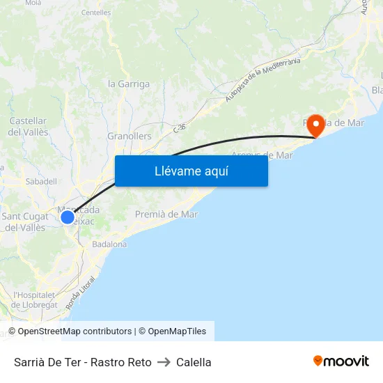Sarrià De Ter - Centro Reto to Calella map