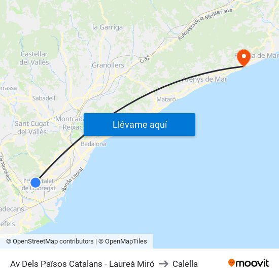 Av Dels Països Catalans - Laureà Miró to Calella map