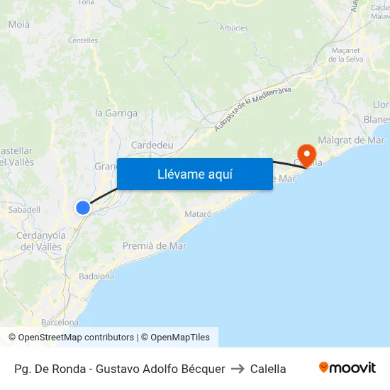 Pg. De Ronda - Gustavo Adolfo Bécquer to Calella map