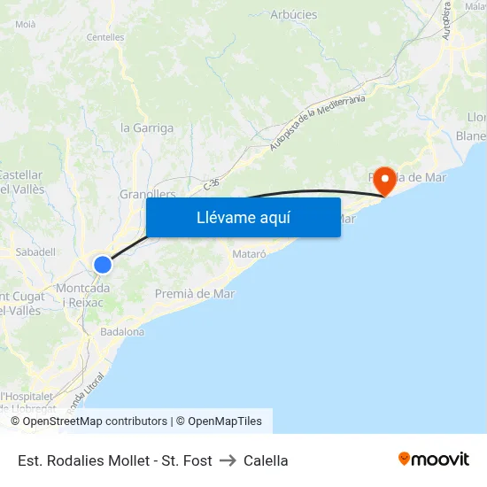 Est. Rodalies Mollet - St. Fost to Calella map