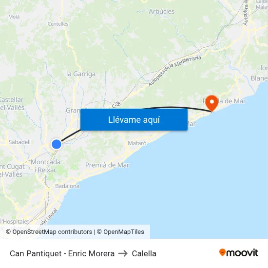 Can Pantiquet - Enric Morera to Calella map