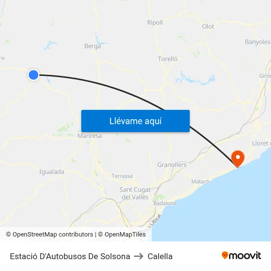 Estació D'Autobusos De Solsona to Calella map