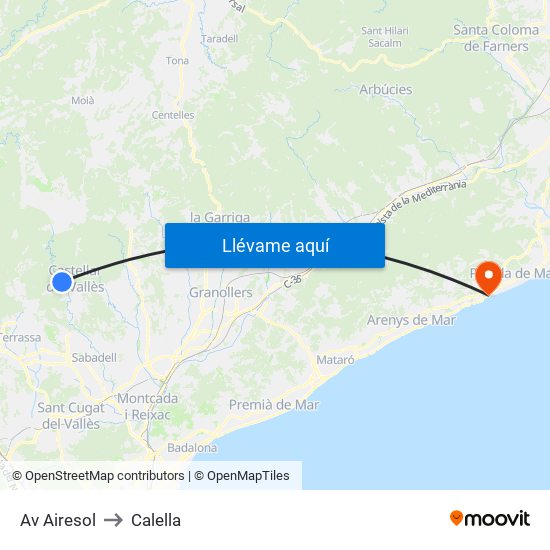 Av Airesol to Calella map