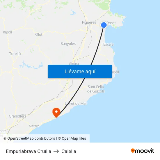 Empuriabrava Cruïlla to Calella map