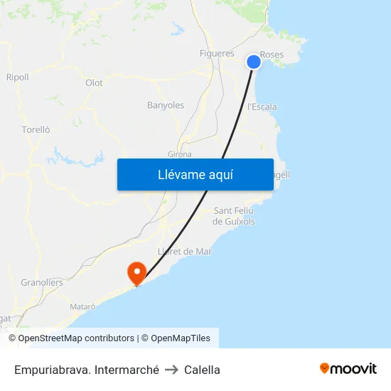 Empuriabrava. Intermarché to Calella map