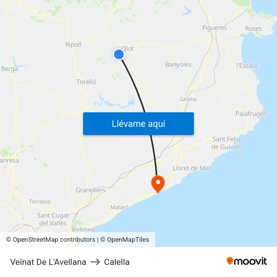 Veïnat De L'Avellana to Calella map