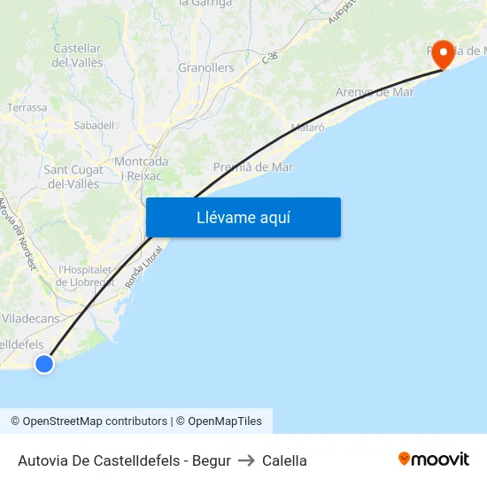 Autovia De Castelldefels - Begur to Calella map