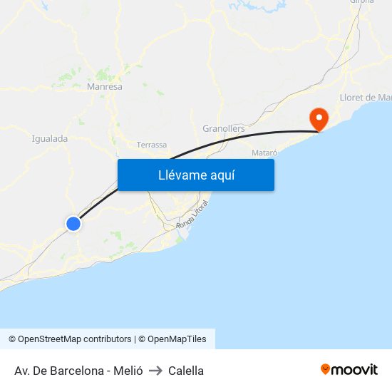 Av. De Barcelona - Melió to Calella map