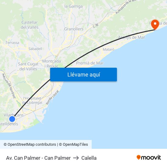 Av. Can Palmer - Can Palmer to Calella map