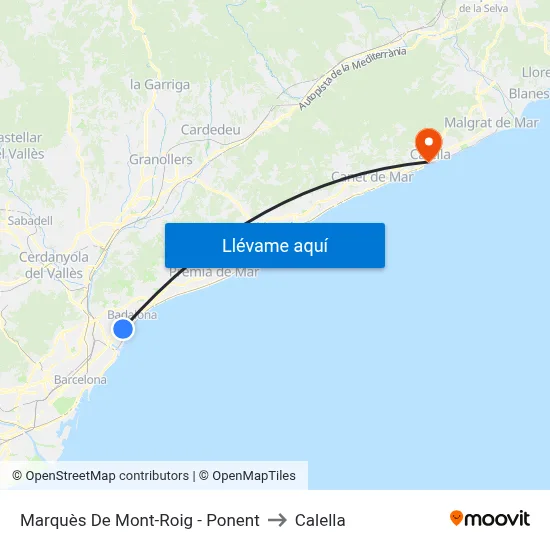 Marquès De Mont-Roig - Ponent to Calella map