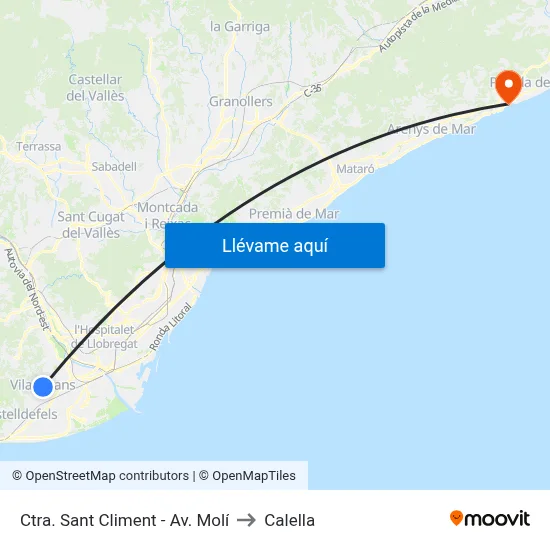 Ctra. Sant Climent - Av. Molí to Calella map