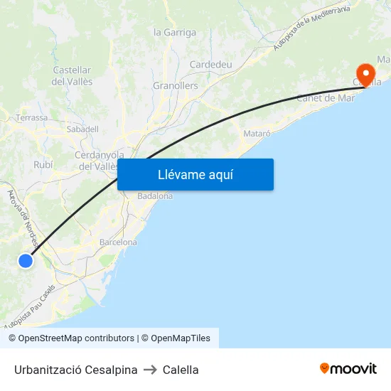 Urbanització Cesalpina to Calella map