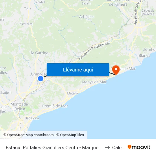 Estació Rodalies Granollers Centre- Marquesina C to Calella map