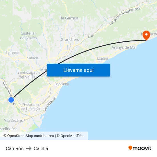Can Ros to Calella map