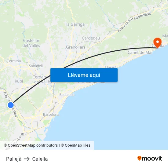 Pallejà to Calella map