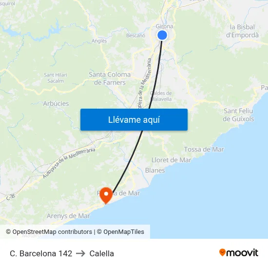 C. Barcelona  142 to Calella map