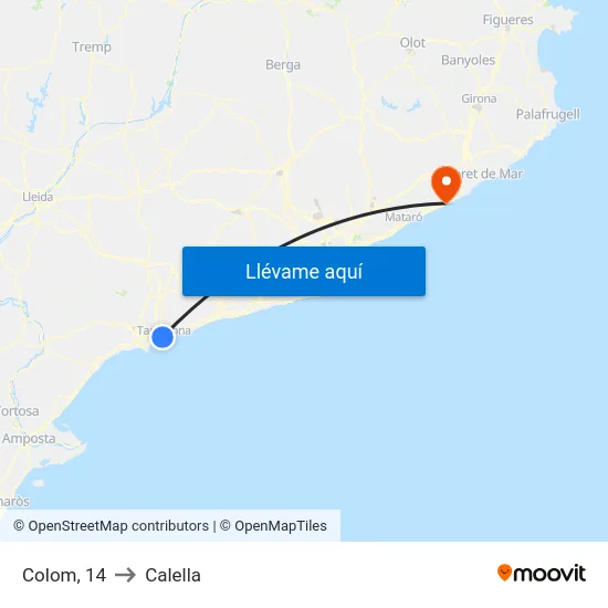Colom, 14 to Calella map