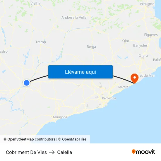 Cobriment De Vies to Calella map