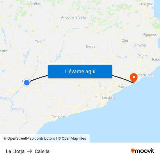 La Llotja to Calella map