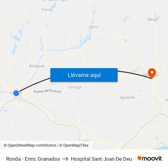 Ronda - Enric Granados to Hospital Sant Joan De Deu map
