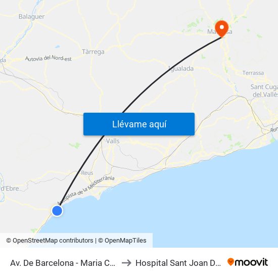 Av. De Barcelona - Maria Cristina to Hospital Sant Joan De Deu map