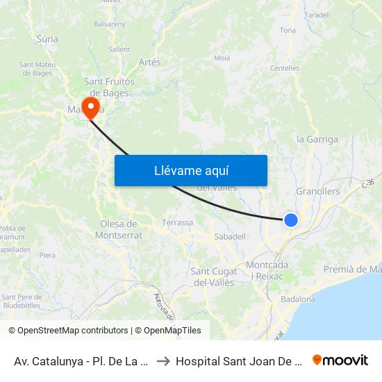 Av. Catalunya - Pl. De La Vila to Hospital Sant Joan De Deu map