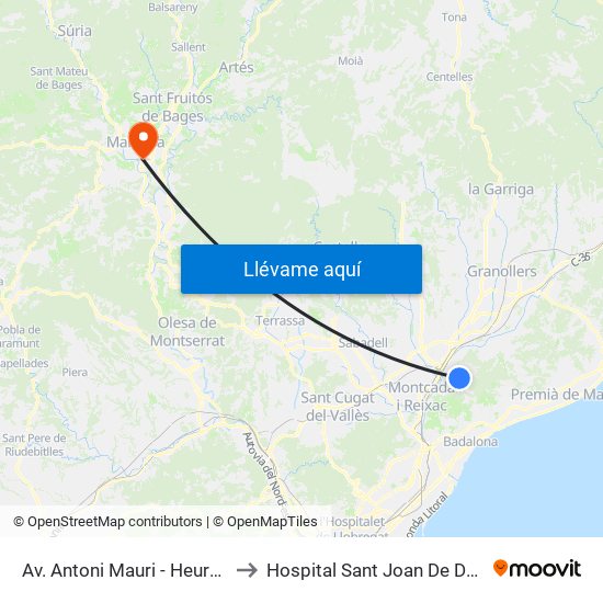Av. Antoni Mauri - Heures to Hospital Sant Joan De Deu map