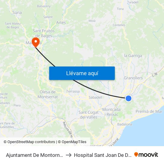 Ajuntament De Montornès to Hospital Sant Joan De Deu map