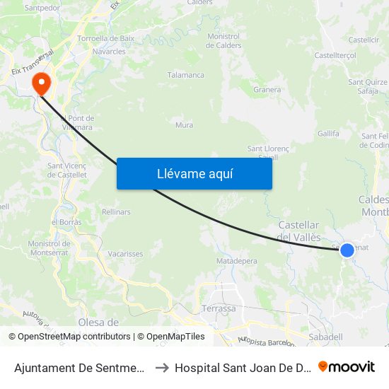 Ajuntament De Sentmenat to Hospital Sant Joan De Deu map
