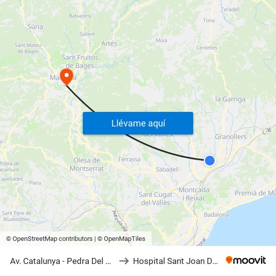 Av. Catalunya - Pedra Del Diable to Hospital Sant Joan De Deu map