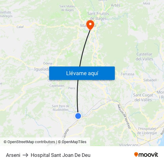 Arseni to Hospital Sant Joan De Deu map