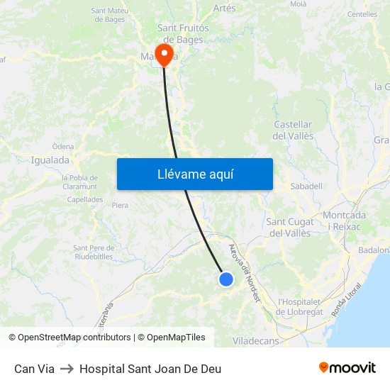 Can Via to Hospital Sant Joan De Deu map