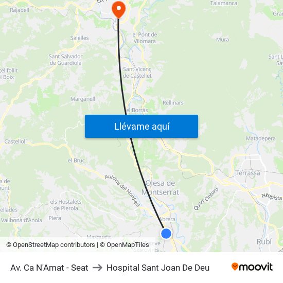 Av. Ca N'Amat - Seat to Hospital Sant Joan De Deu map
