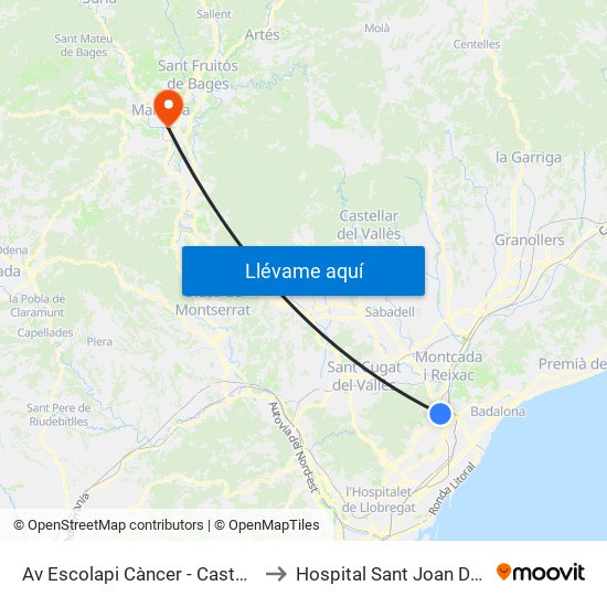 Av Escolapi Càncer - Castellfollit to Hospital Sant Joan De Deu map