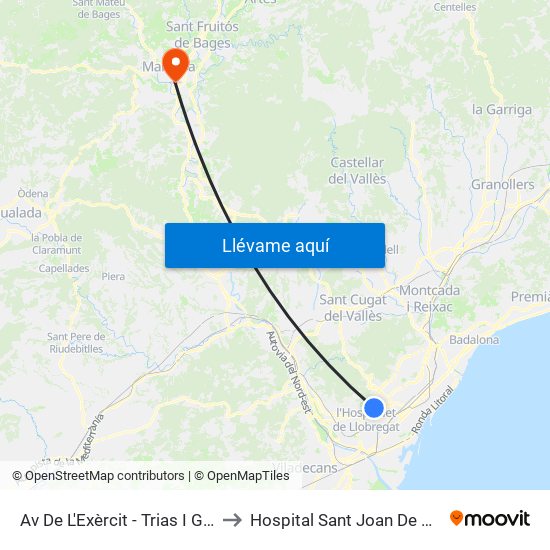 Av De L'Exèrcit - Trias I Giró to Hospital Sant Joan De Deu map